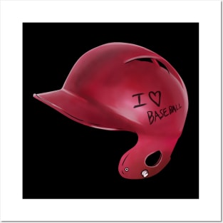 I Love Baseball Helmet Font Baseball Posters and Art